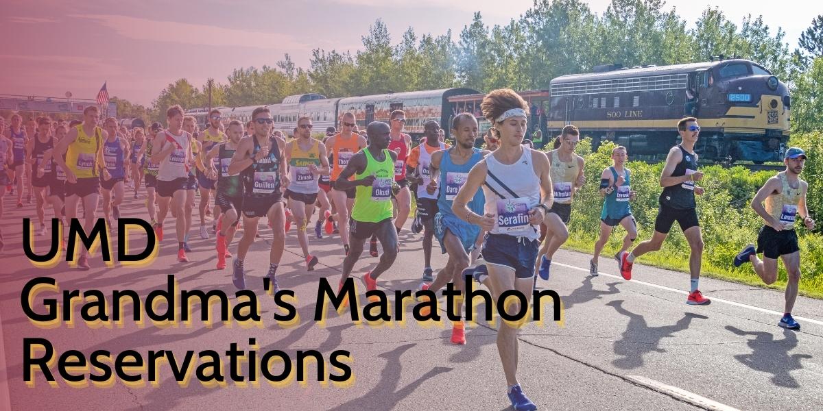 UMD Grandma's Marathon Reservations - image with marathon runners with a train in the background